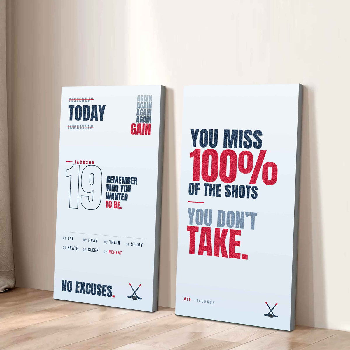 Sport Poster Again Again Again Motivation Quotes - 2 Piece Canvas Wall Art