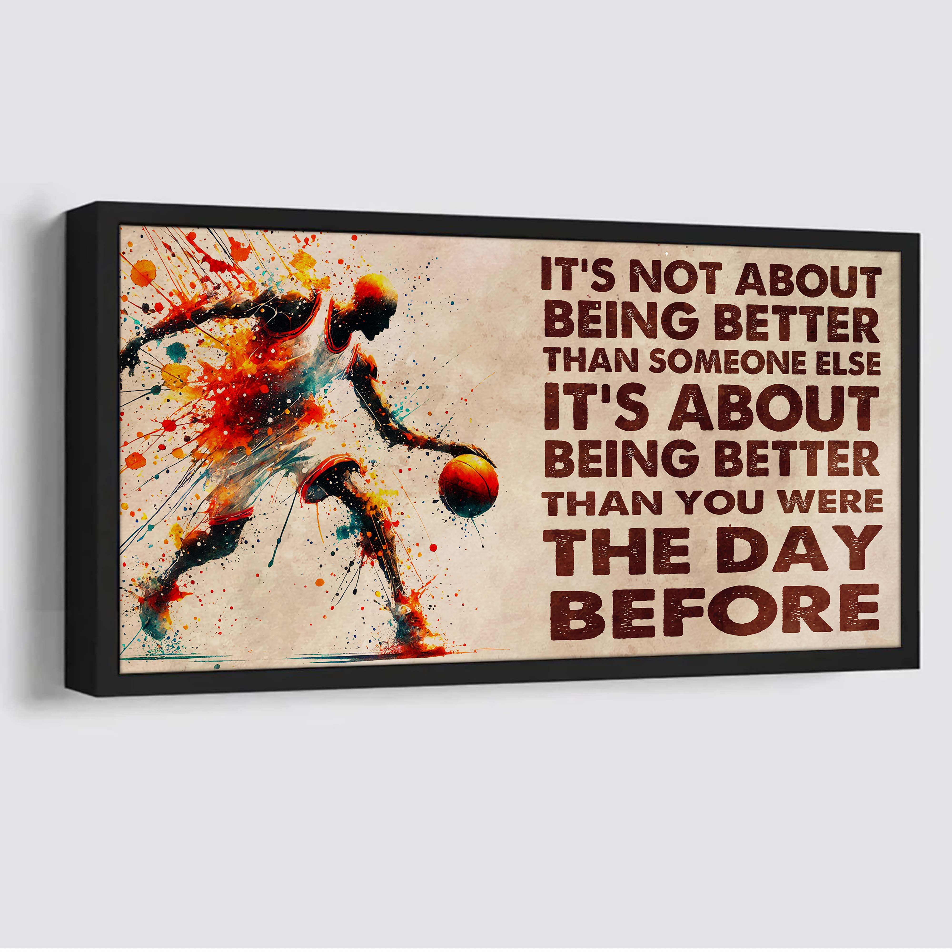 Water Color American Football Poster Canvas It Is Not About Being Better Than Someone Else