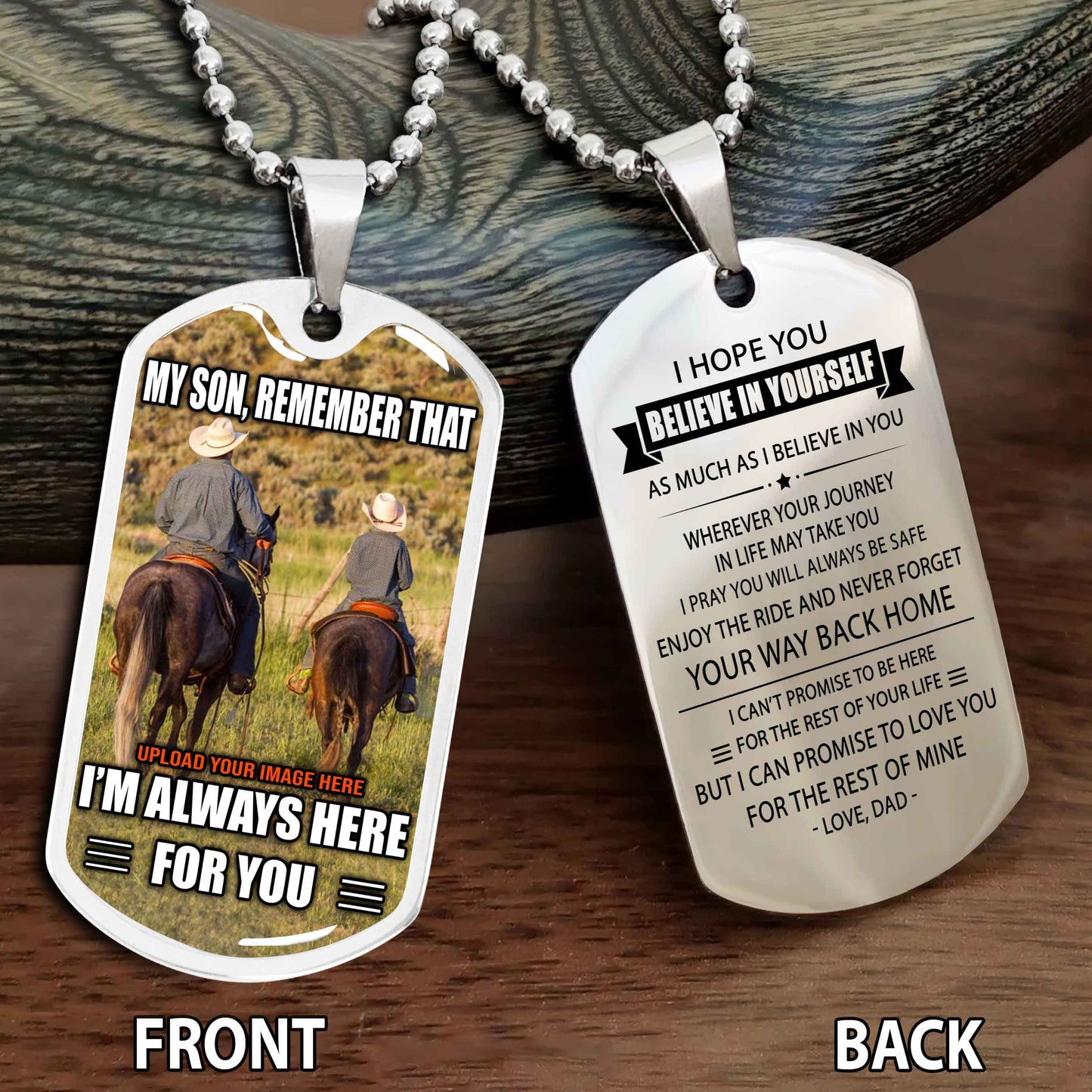 Personalized Double Side Graphic Dog Tag Gift For Your Son With Motivation Message Best Gift From Father To Son