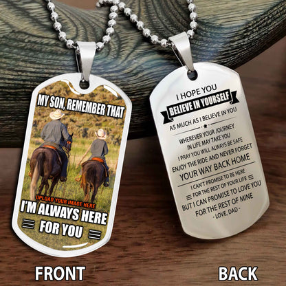 Personalized Double Side Graphic Dog Tag Gift For Your Son With Motivation Message Best Gift From Father To Son