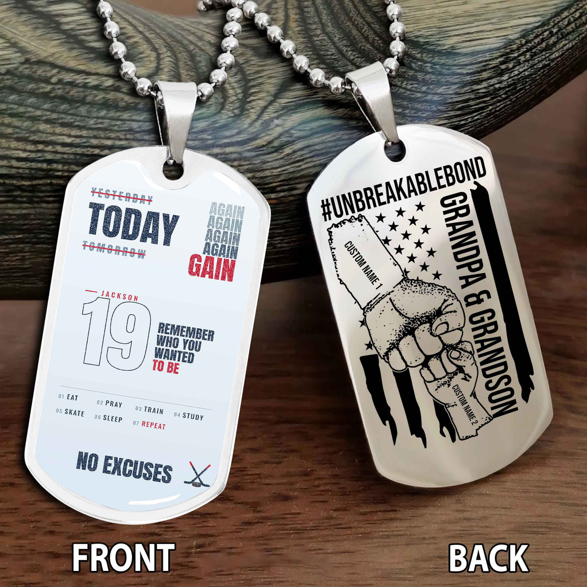 Personalized Double Side Graphic Dog Tag Grandpa And Grandson Remember Who You Wanted To Be