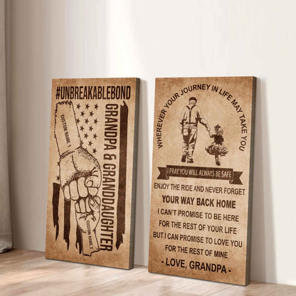 Grandpa And Granddaughter UnBreakable Bond - 2 Piece Canvas Wall Art Black Floating Frame - Never Forget Your Way Back Home