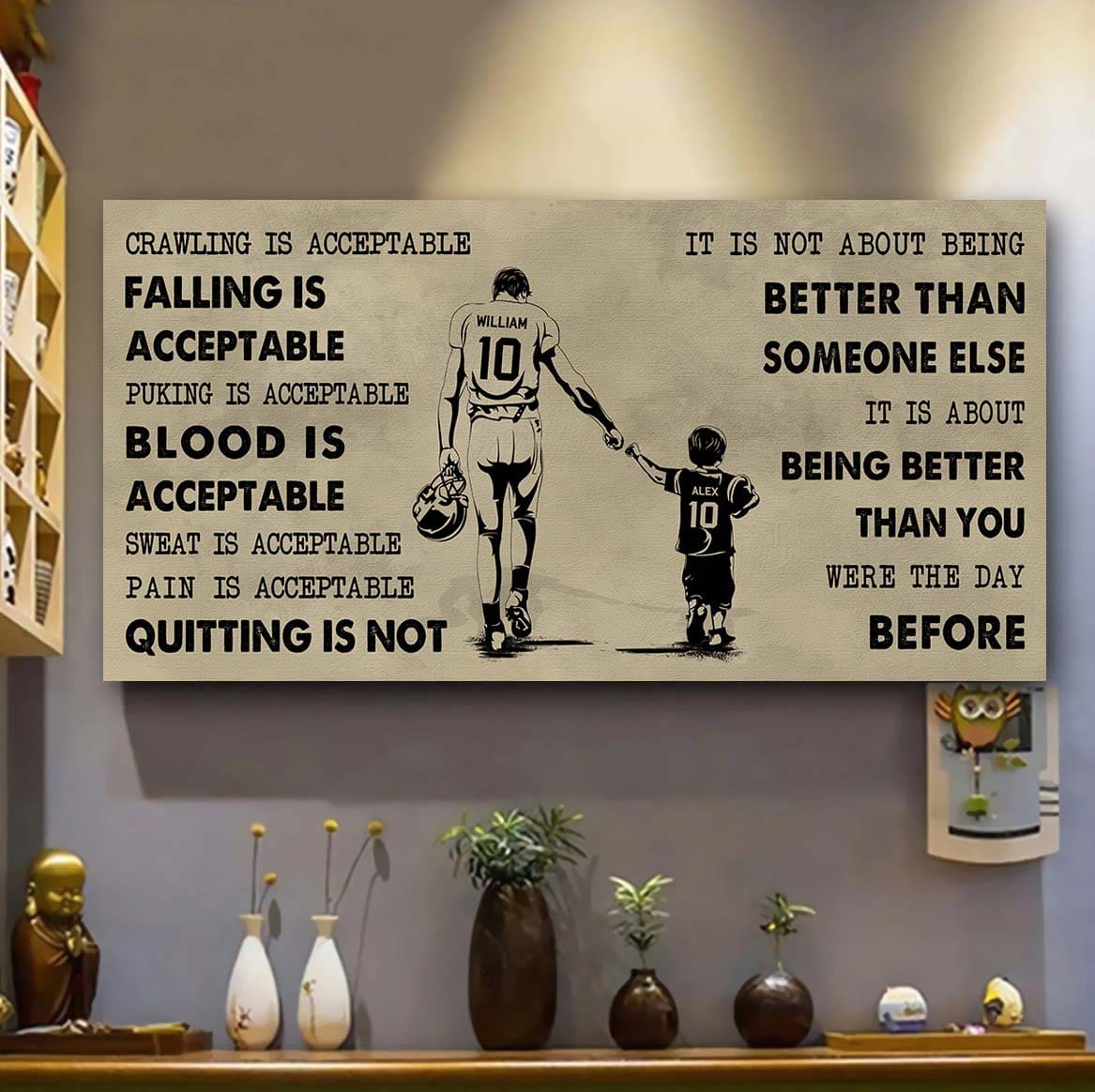 Soccer Poster Canvas From Dad To Son Quitting Is Not - It Is Not About Being Better Than Someone Else