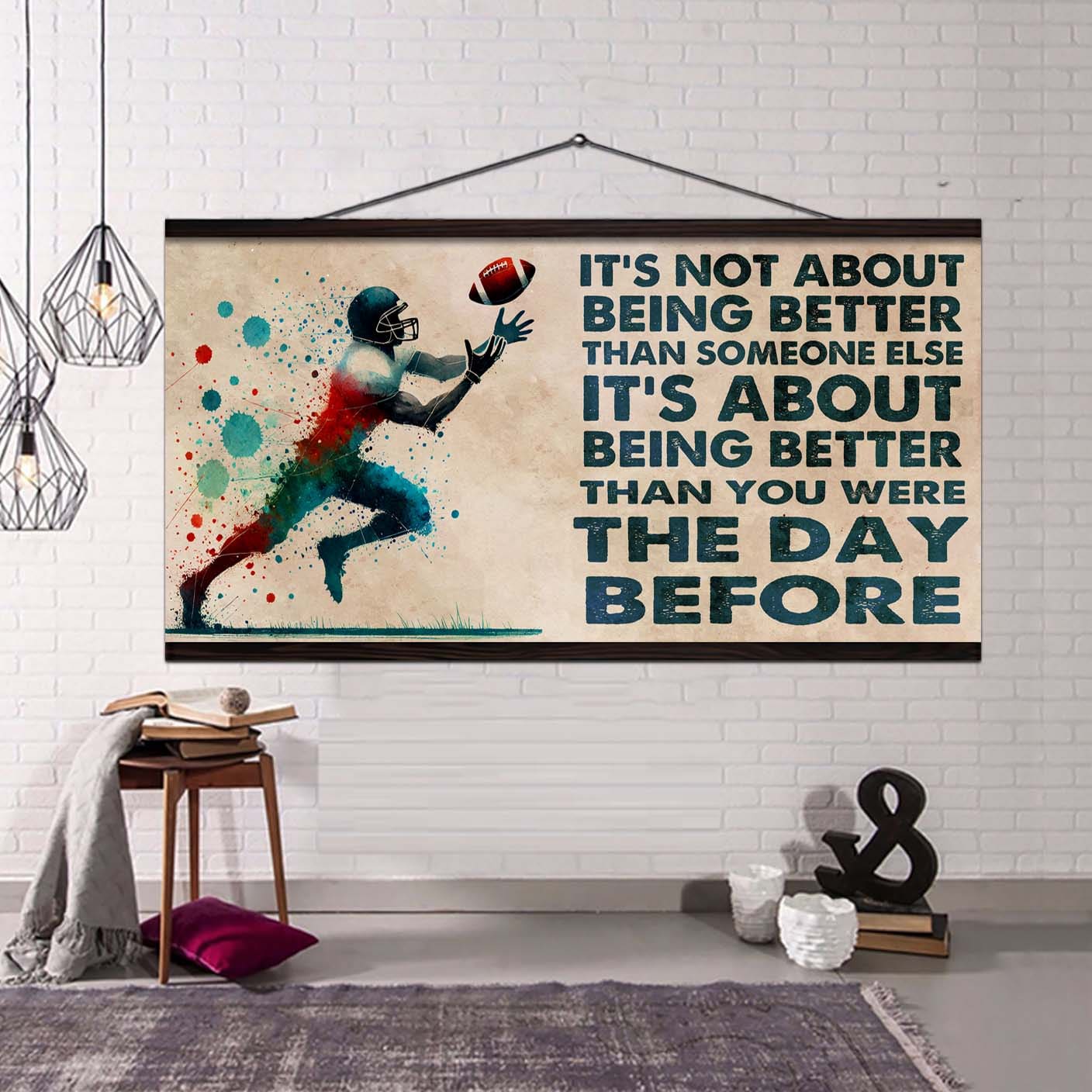 Water Color Baseball Poster Canvas It Is Not About Being Better Than Someone Else