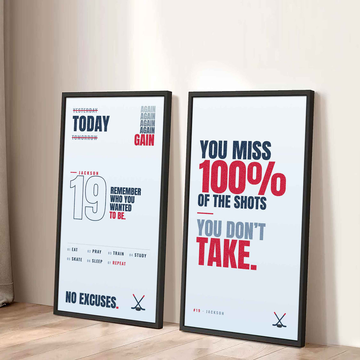 Sport Poster Again Again Again Motivation Quotes - 2 Piece Canvas Wall Art