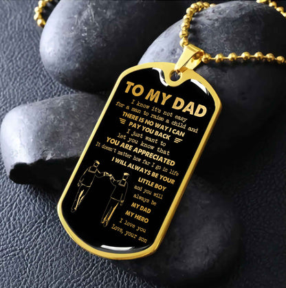 Dragon B VGT-Father and Son- Millitary Chain 18K Gold Plated To My Dad I Know It's Not Easy - I Will Always Be Your Little Boy Gift From Son To Dad Father's Day Gift