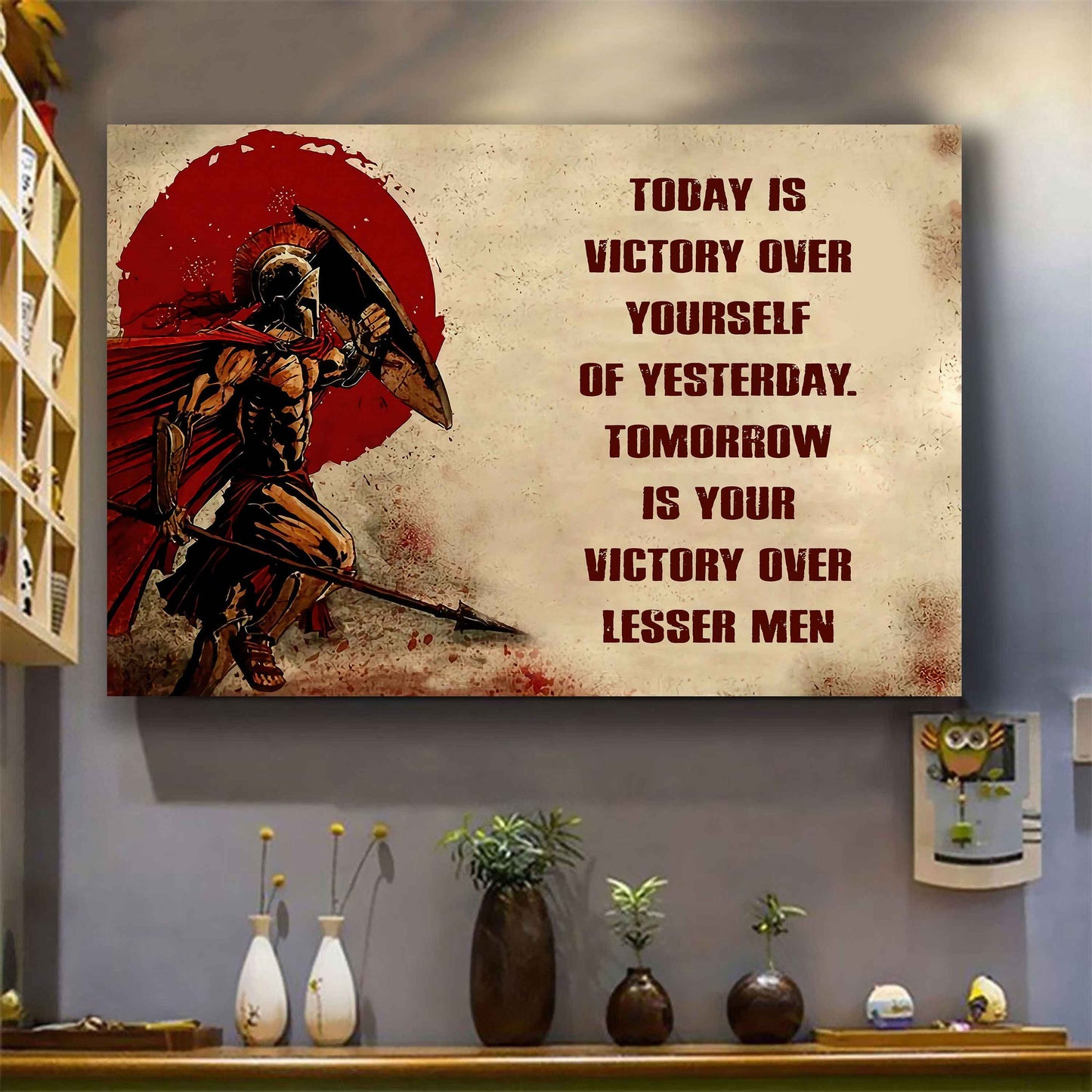 Viking Poster Canvas Today Is Victory Over Yourself Of Yesterday Best Gift With Motivation Quotes