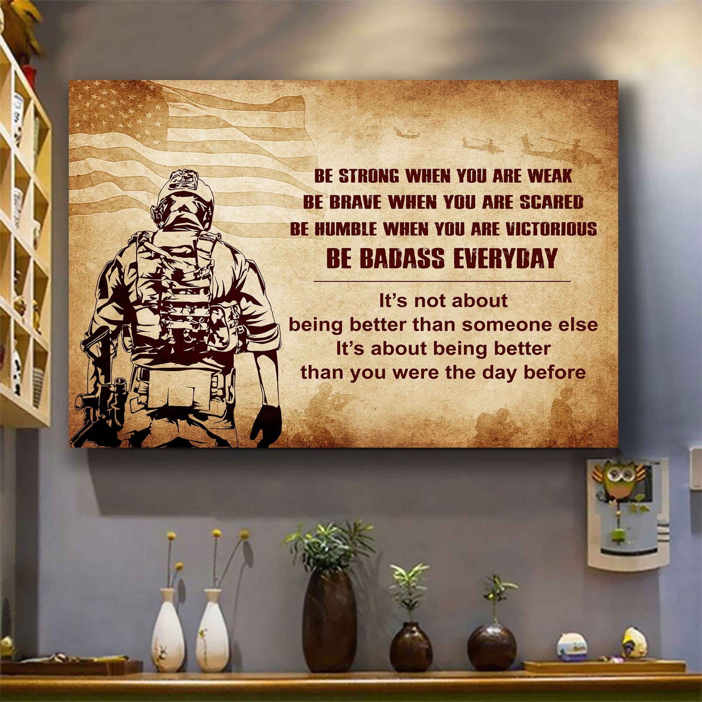 New Version Warrior Poster Canvas Be Strong When You Are Weak Be Badass Everyday-Motivational Quotes