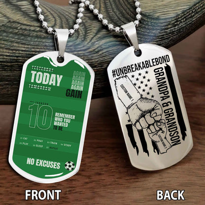 Personalized Double Side Graphic Dog Tag Grandpa And Grandson Remember Who You Wanted To Be