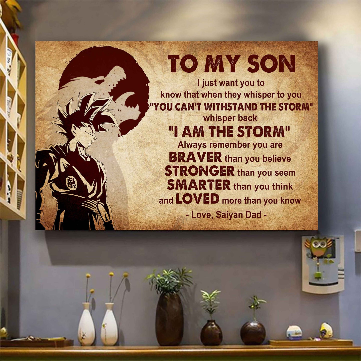 Spartan Poster Canvas Whisper Back I'm The Storm From Dad To Son Gift For Your Son
