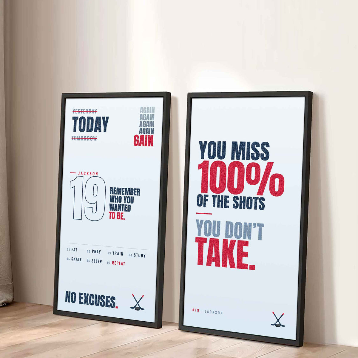 Sport Personalized New Design - 2 Piece Canvas Wall Art Black Floating Frame - Motivation Quotes Gift For Xmas