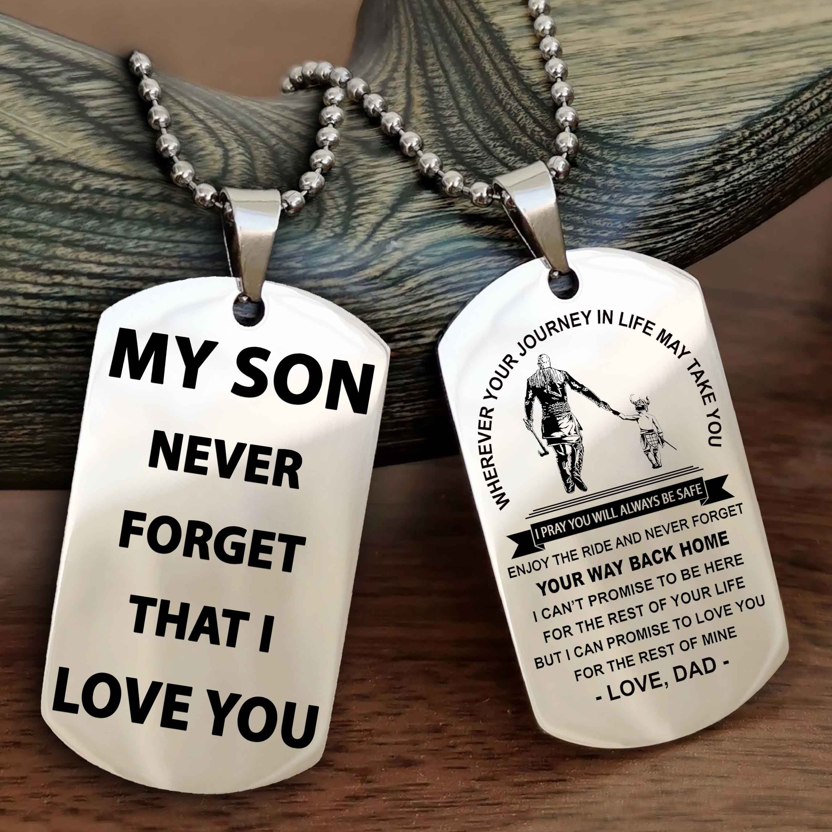 DRB Double Sided Dog Tag To My Son Never Forget That I Love You - Gift For Son Never Forget Your Way Back Home