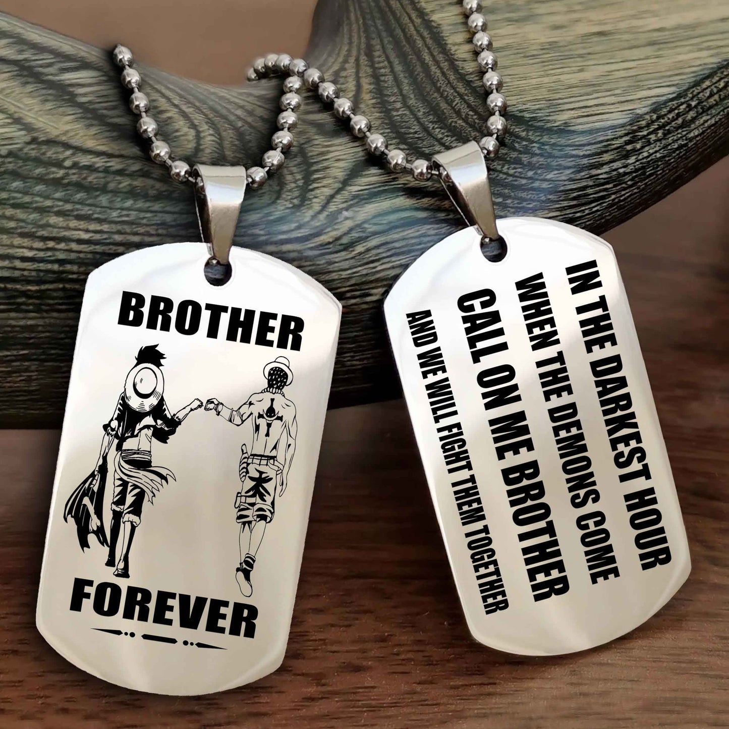 Viking Engraved Double Sided Dog Tag Call On Me Brother NAG Brothers Forever We Will Fight Them Together
