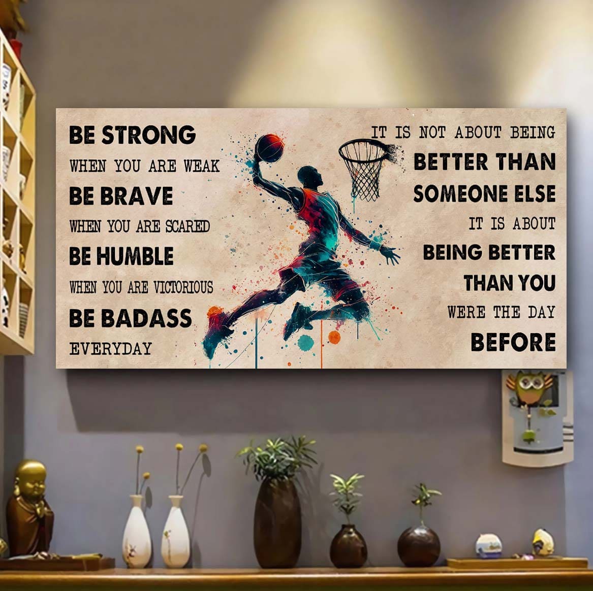 Water Color Tennis Poster Canvas It Is Not About Being Better Than Someone Else - Be Strong When You Are Weak Be Badass Everyday