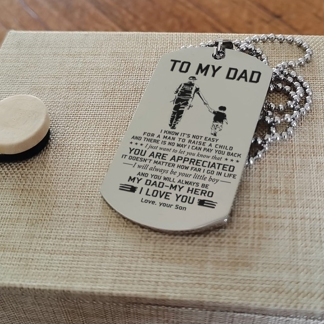 To My Dad One Side Engrave Dog Tag Gift For Your Dad Your Father