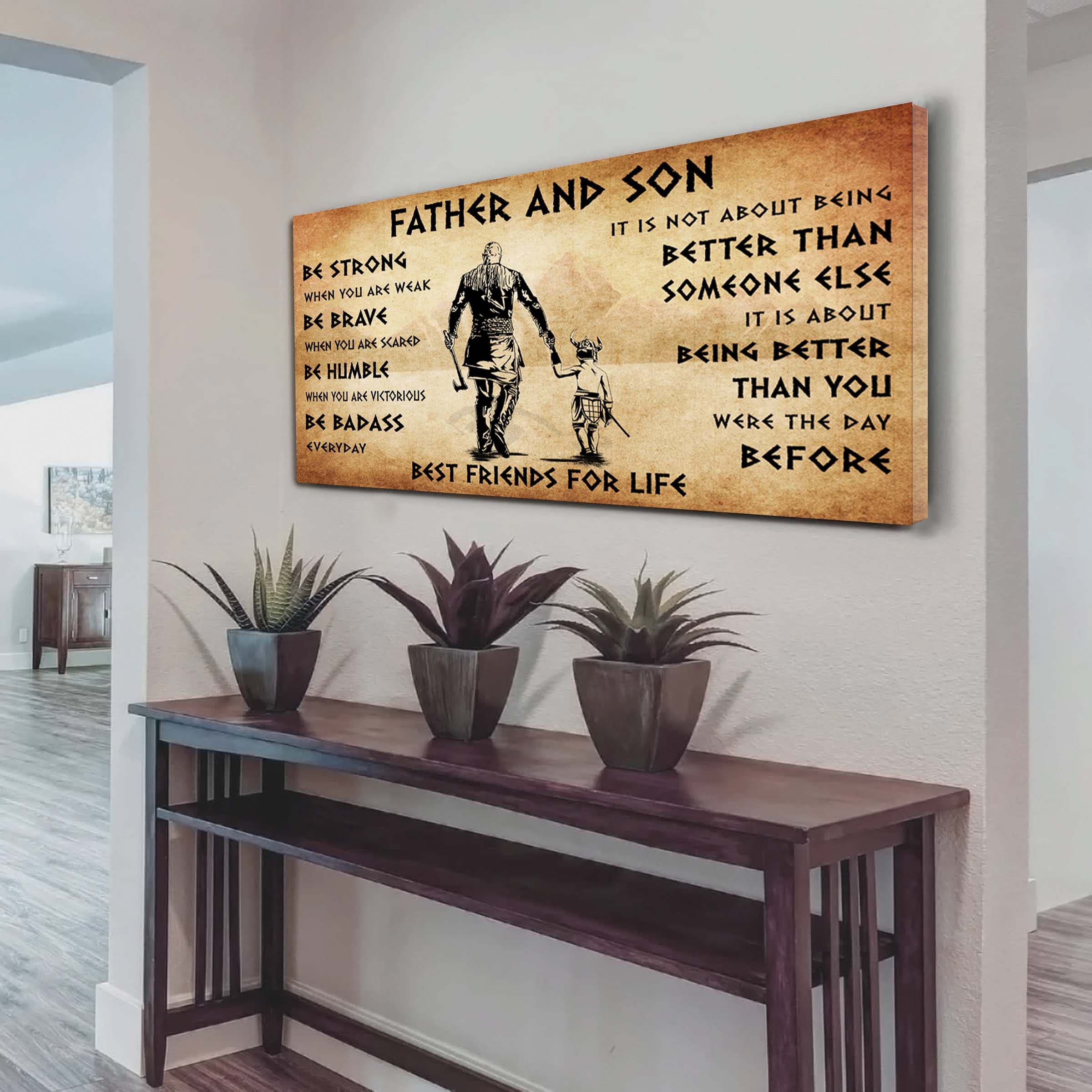 Vikings Father And Daughter Best Friends For Life - Be Strong When You Are Weak Poster Canvas Gift For Daughter From Father-Photo Upload