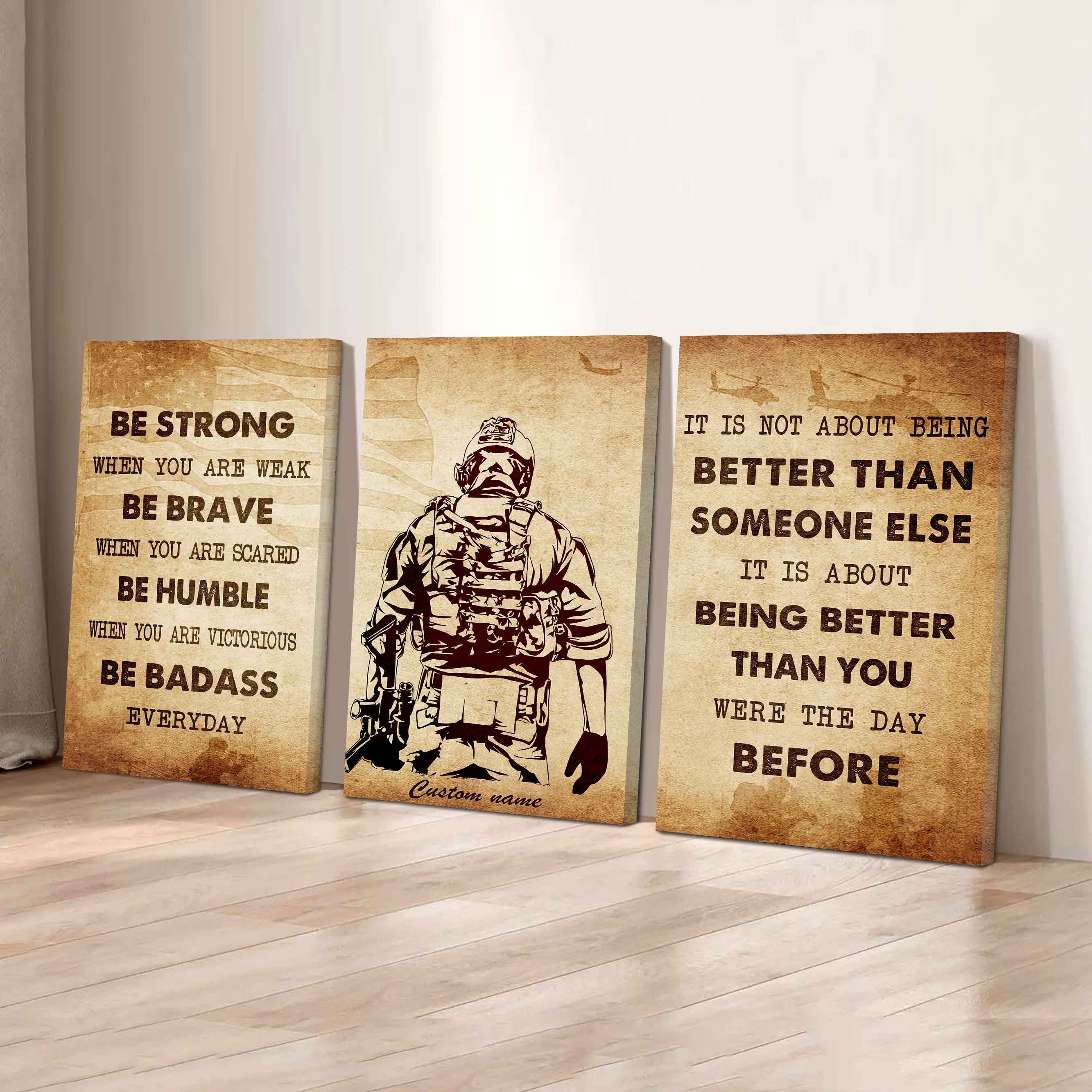 Be Better Than Yesterday – Soldier Mindset | 3-Piece Motivational Canv ...