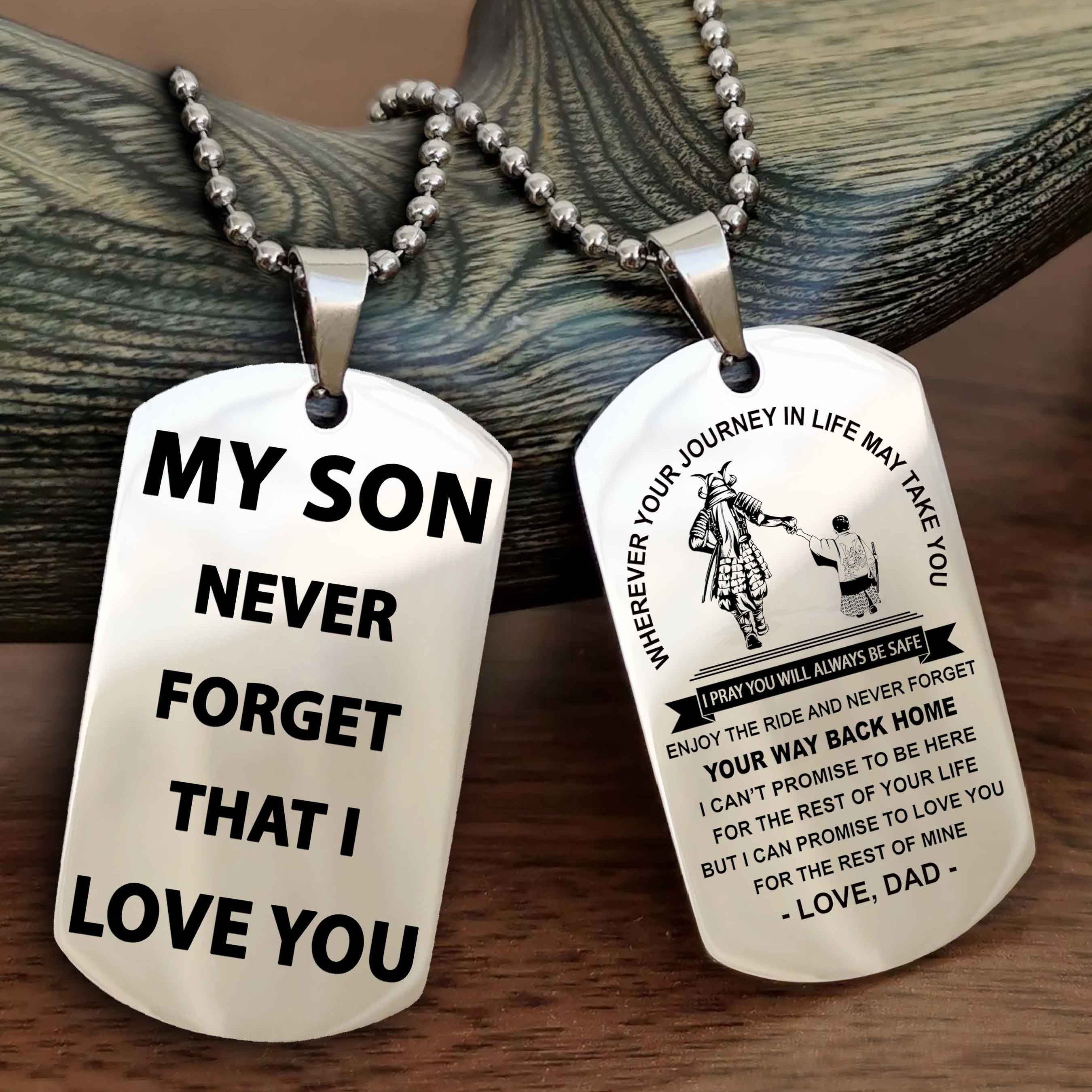 DRB Double Sided Dog Tag To My Son Never Forget That I Love You - Gift For Son Never Forget Your Way Back Home