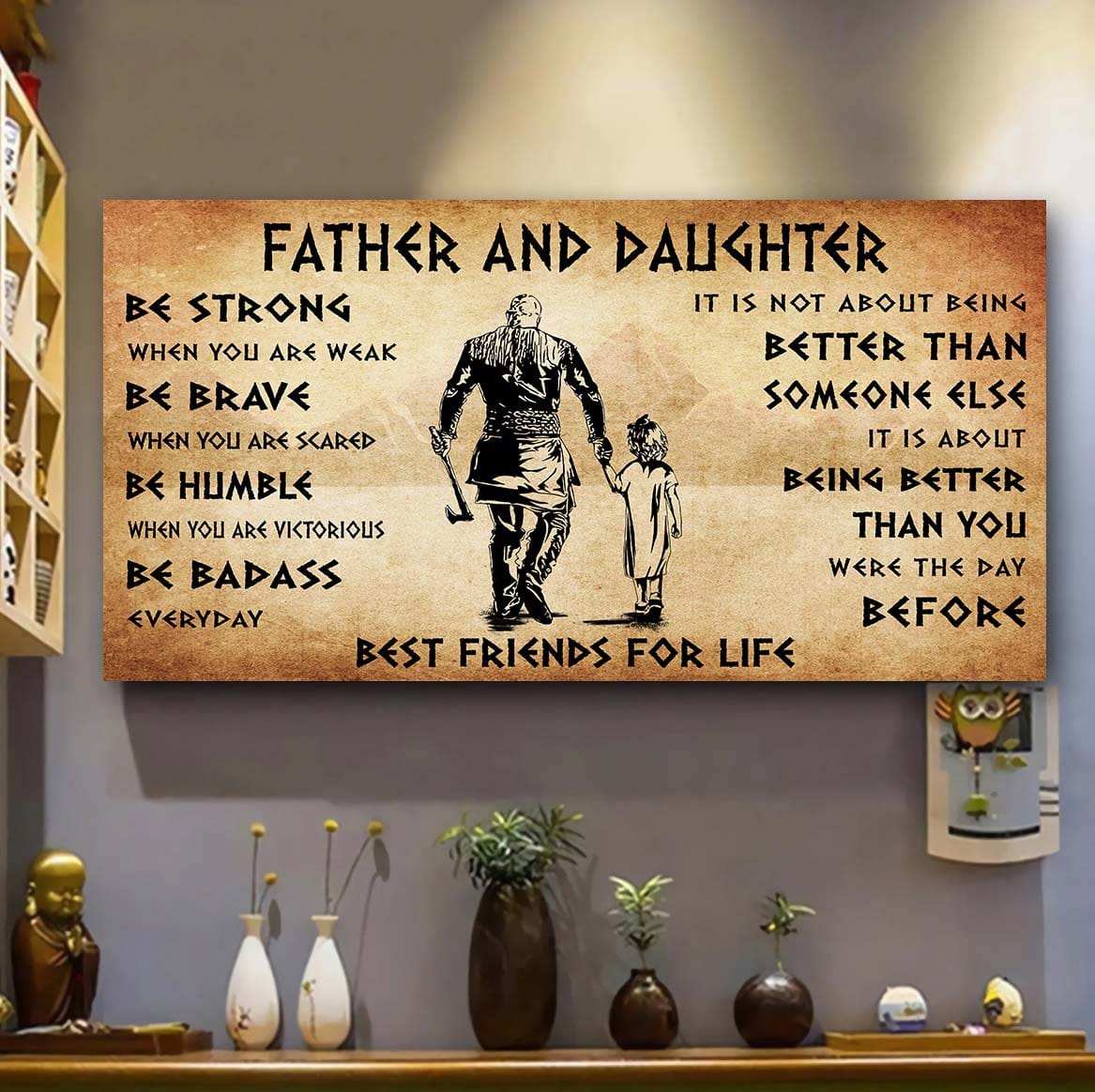 Vikings Father And Son Best Friends For Life - Be Strong When You Are Weak Poster Canvas Gift For Son From Father-Photo Upload