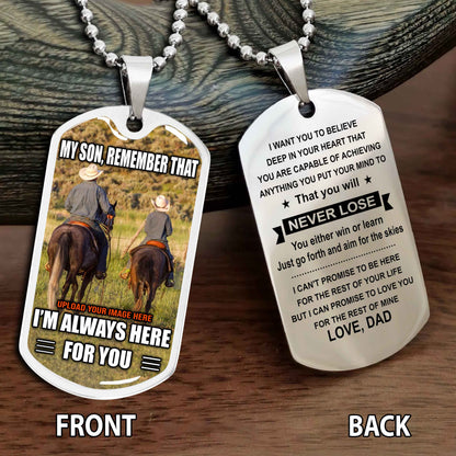 Personalized Double Side Graphic Dog Tag Gift For Your Son With Motivation Message Best Gift From Father To Son
