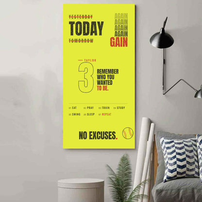 Sport Personalized Poster Canvas Remember Who You Wanted To Be Today Again Again Again Gain