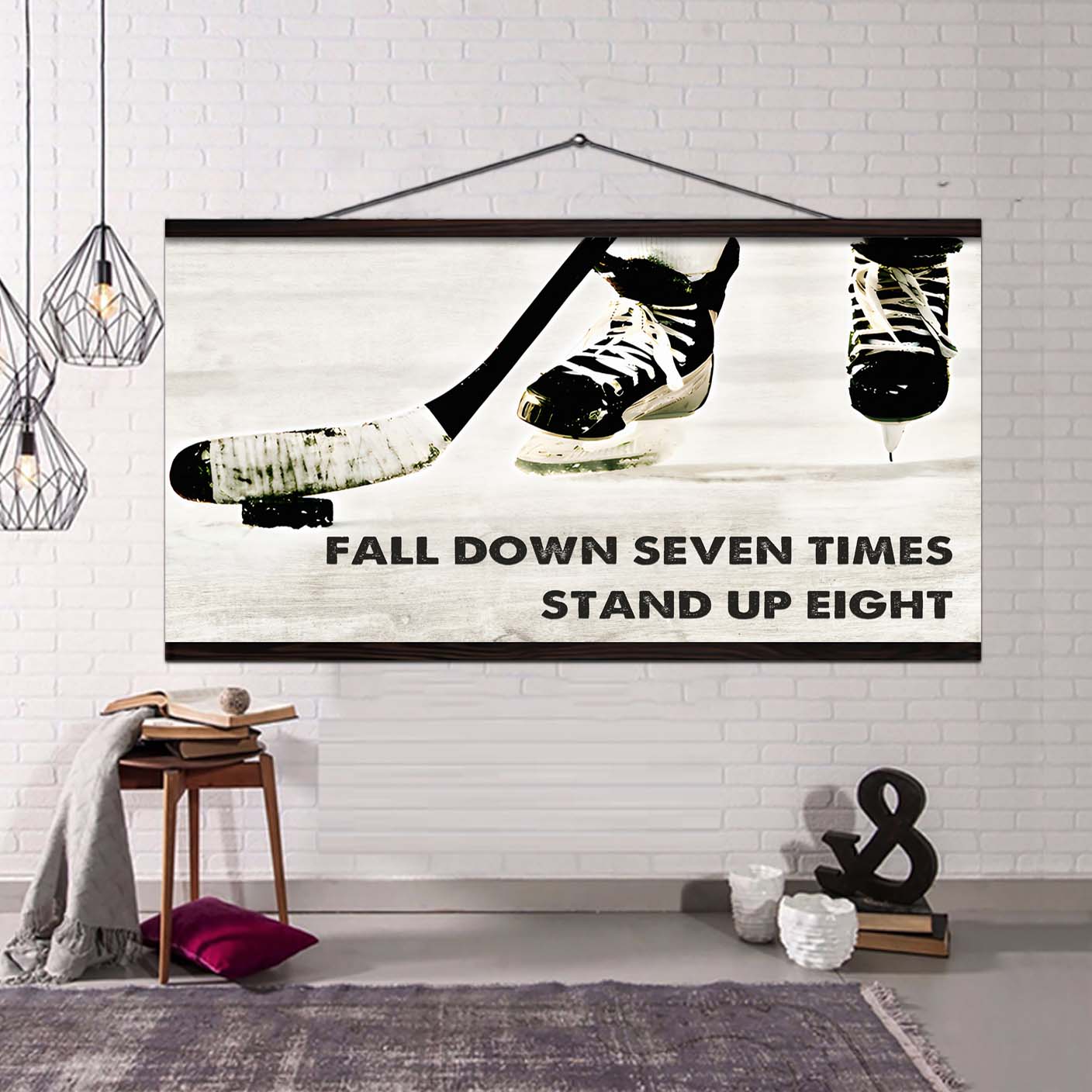 Hockey poster canvas fall down seven times stand up eight