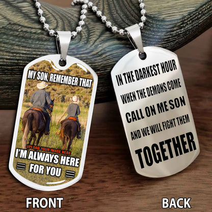 Personalized Double Side Graphic Dog Tag Gift For Your Son With Motivation Message Best Gift From Father To Son