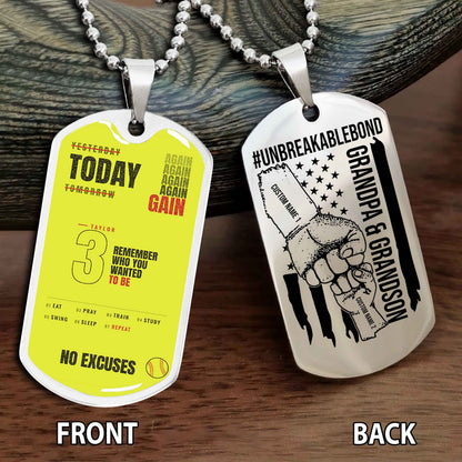Personalized Double Side Graphic Dog Tag Grandpa And Grandson Remember Who You Wanted To Be