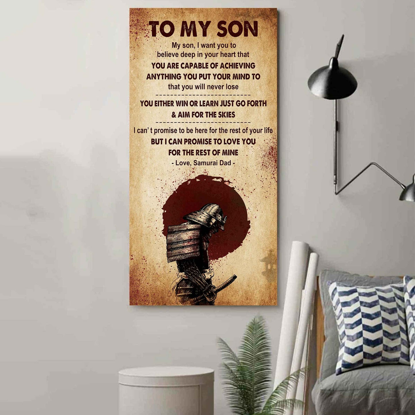 Warrior To My Son You Will Never Lose You Either Win Or Learn Poster Canvas Motivation Canvas Gift For Your Son