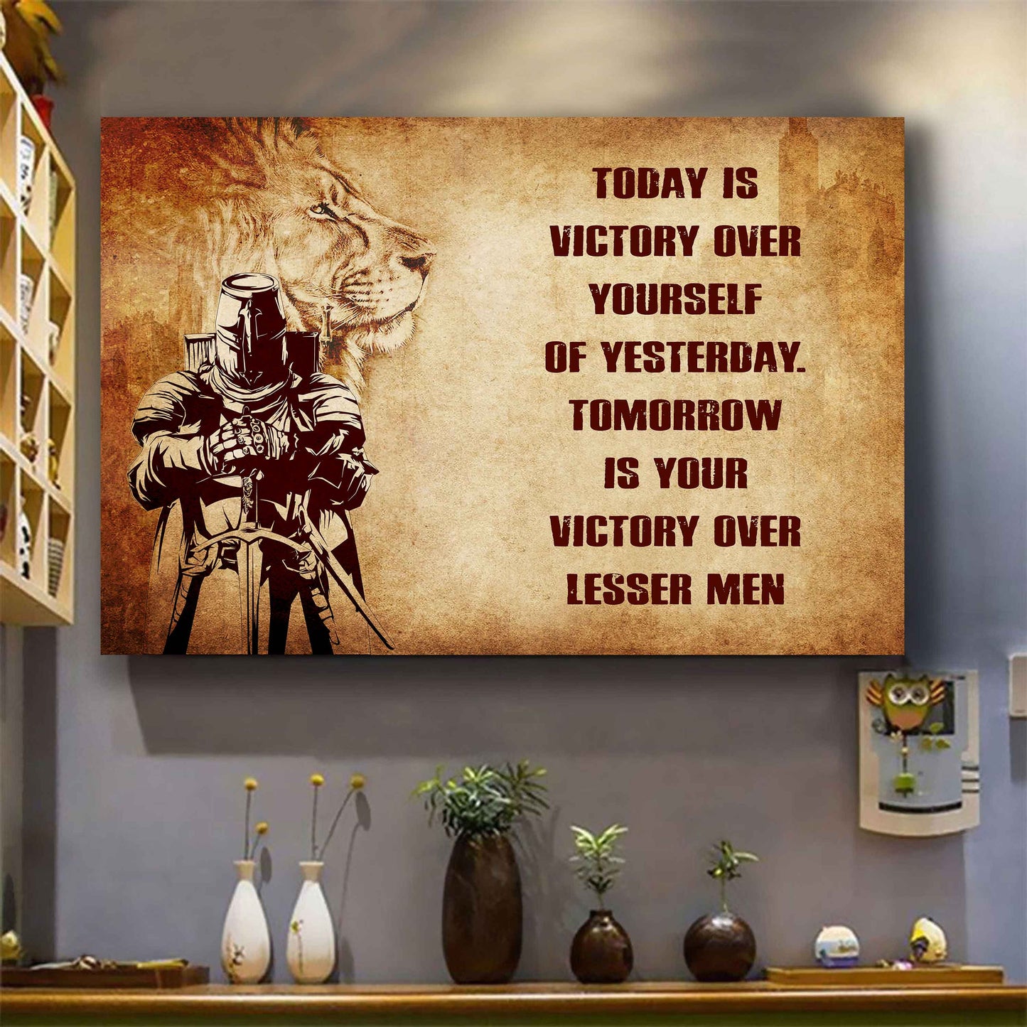 Viking Poster Canvas Today Is Victory Over Yourself Of Yesterday Best Gift With Motivation Quotes