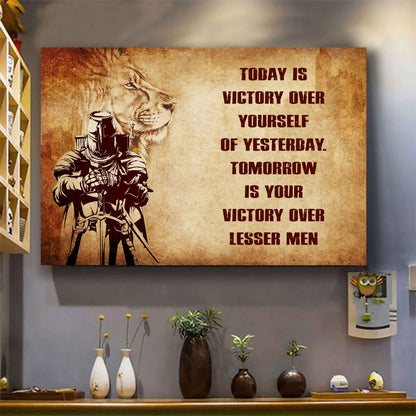 Viking Poster Canvas Today Is Victory Over Yourself Of Yesterday Best Gift With Motivation Quotes