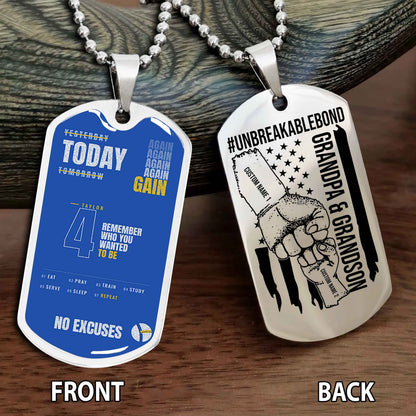 Personalized Double Side Graphic Dog Tag Grandpa And Grandson Remember Who You Wanted To Be