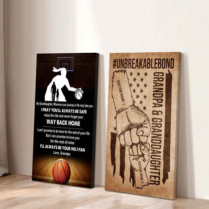 Grandpa And Granddaughter UnBreakable Bond - 2 Piece Canvas Wall Art - Never Forget Your Way Back Home