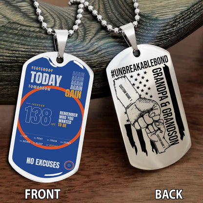 Personalized Double Side Graphic Dog Tag Grandpa And Grandson Remember Who You Wanted To Be