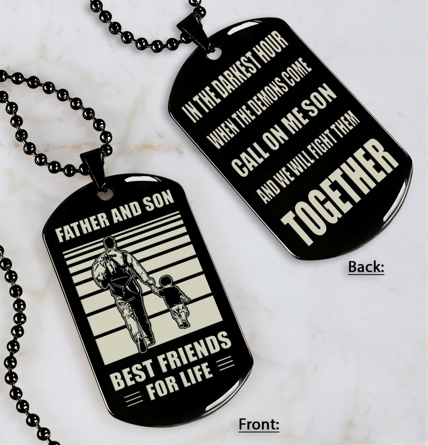 Samurai Personalized Double Sided Dog Tag Call On Me Son And We Will Fight Them Together Gifts For Your Son From Dad