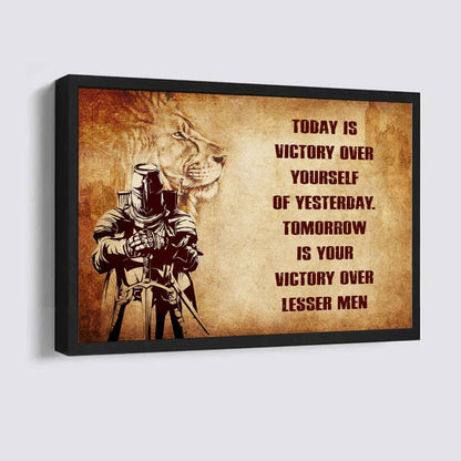 Viking Poster Canvas Today Is Victory Over Yourself Of Yesterday Best Gift With Motivation Quotes