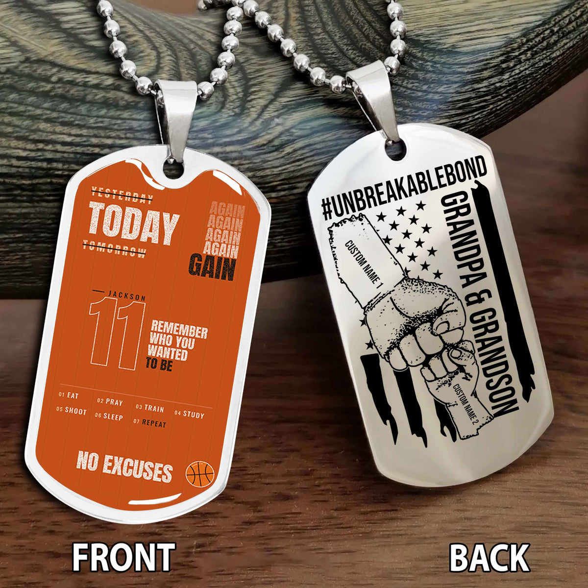 Personalized Double Side Graphic Dog Tag Grandpa And Grandson Remember Who You Wanted To Be
