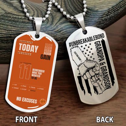 Personalized Double Side Graphic Dog Tag Grandpa And Grandson Remember Who You Wanted To Be