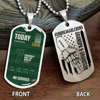 Personalized Double Side Graphic Dog Tag Grandpa And Grandson Remember Who You Wanted To Be