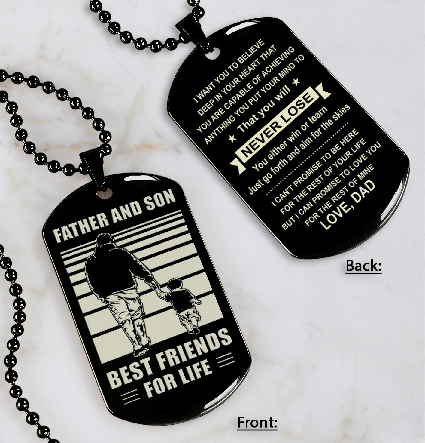 GNVL Personalized Double Sided Dog Tag Father And Son Best Friends For Life - Message on the back side