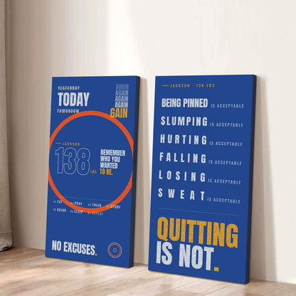 Personalized Sport Poster Again Again Again Quitting Is Not - 2 Piece Canvas Wall Art Black Floating