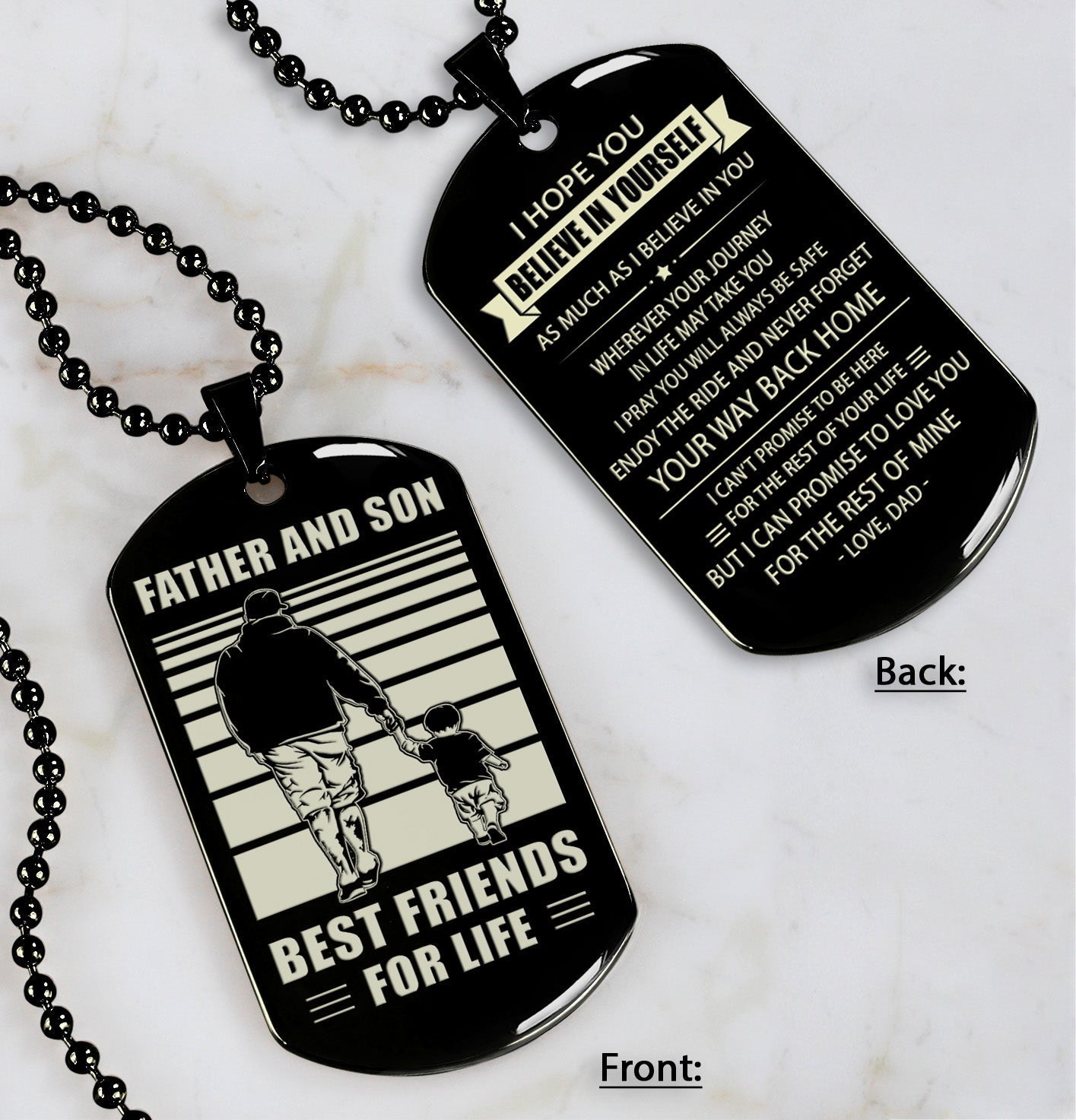 VC Personalized Double Sided Dog Tag Father And Son Best Friends For Life - Message on the back side