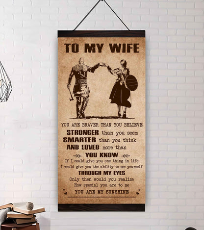 Family Poster Canvas You Are Braver Than You Believe - You Are My Sunshine Gift For Your Wife
