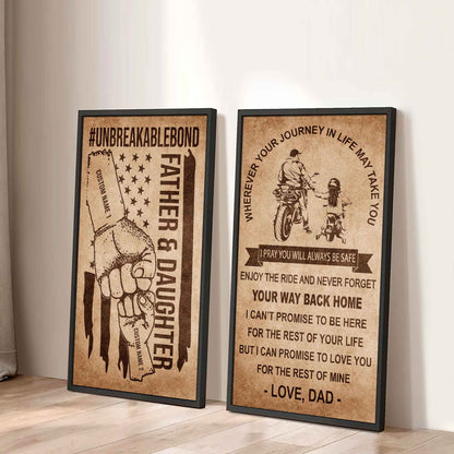 Father And Daughter UnBreakable Bond - 2 Piece Canvas Wall Art Black Floating Frame - Never Forget Your Way Back Home