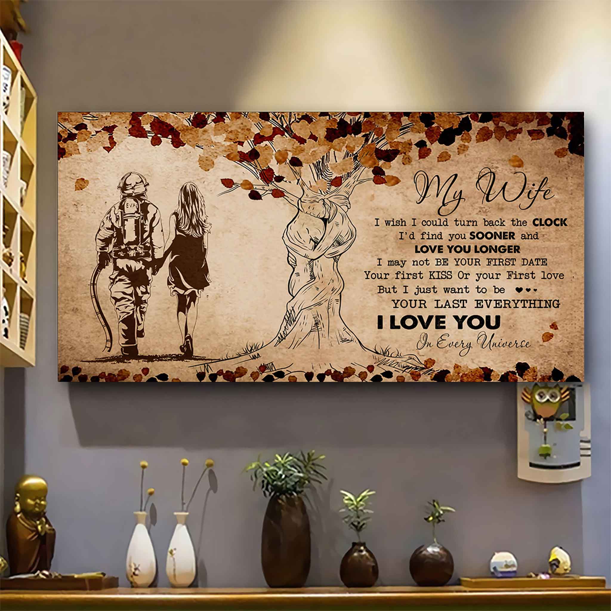 American Football Poster Canvas To My Wife I Wish I Could Turn Back The Clock - I Love You In Every Universe