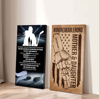 Mother And Daughter UnBreakable Bond - 2 Piece Canvas Wall Art - That You Are Braver Than You Believe And Loved More Than You Know