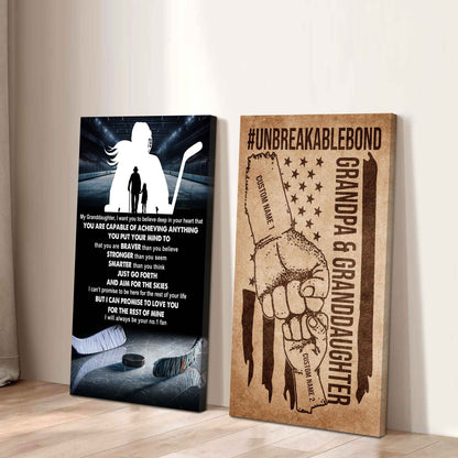 Grandpa And Granddaughter UnBreakable Bond - 2 Piece Canvas Wall Art - That You Are Braver Than You Believe And Loved More Than You Know