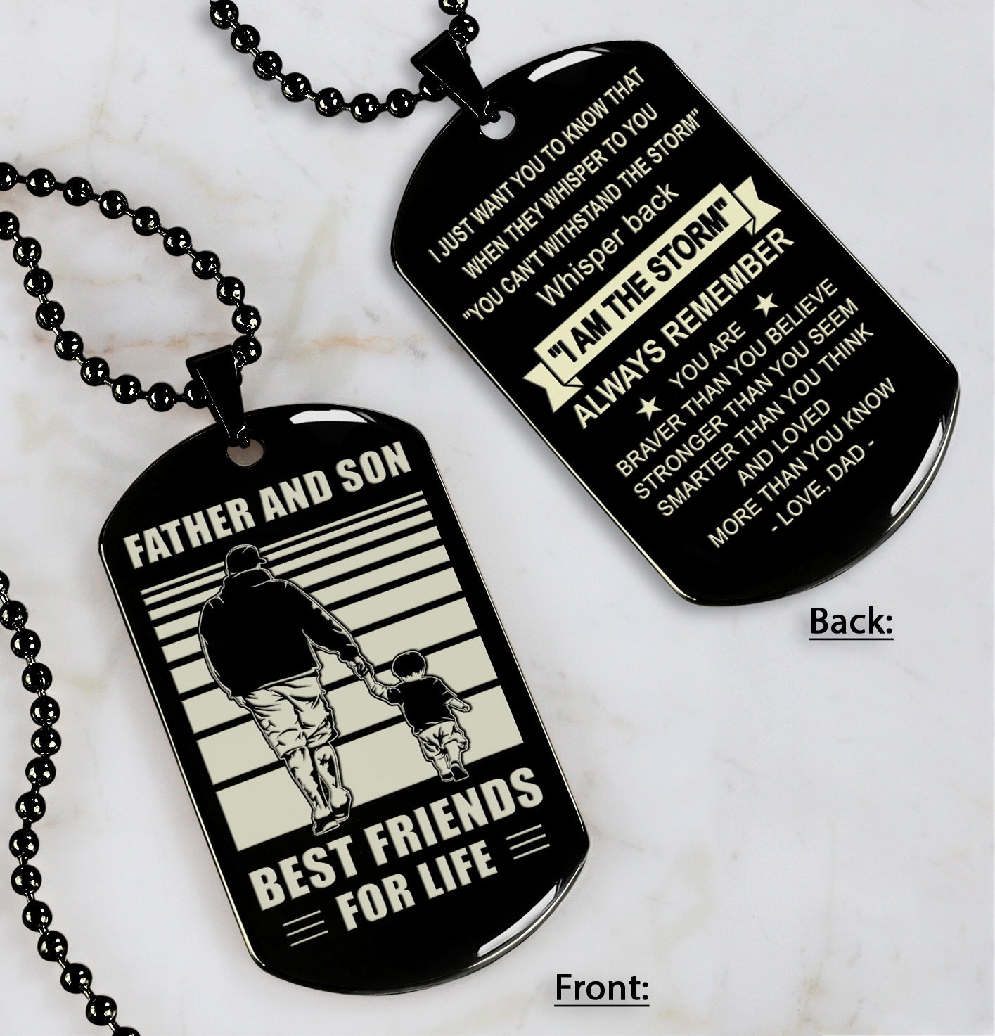 GNVL Personalized Double Sided Dog Tag Father And Son Best Friends For Life - Message on the back side