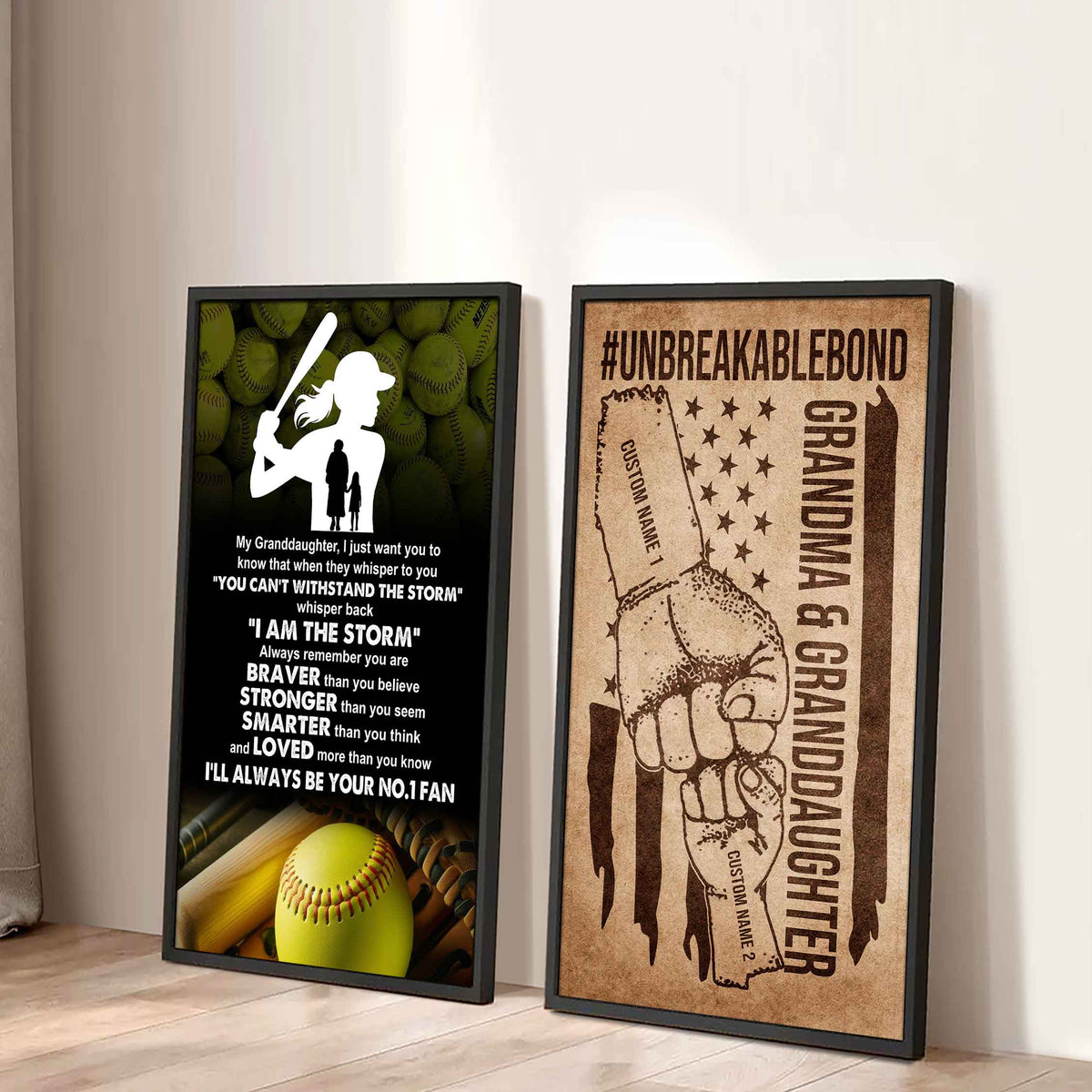 Grandma And Granddaughter UnBreakable Bond - 2 Piece Canvas Wall Art - Whisper Back I'm The Storm