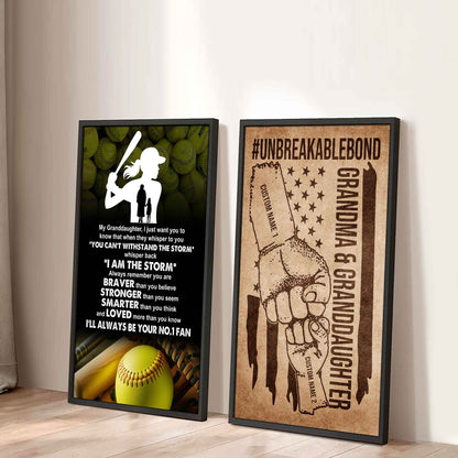 Grandma And Granddaughter UnBreakable Bond - 2 Piece Canvas Wall Art - Whisper Back I'm The Storm